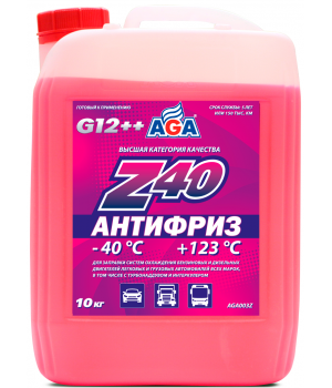 Антифриз красный AGA Z40, -40°С, G12++, 10кг