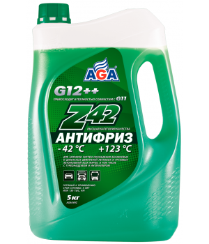 Антифриз зеленый AGA Z42, -42°С, G12++, 5кг