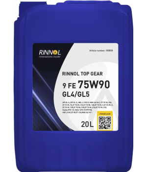 Трансмиссионное масло RINNOL TOP GEAR 9 FE 75W-90 GL-4/G-L5, 20л