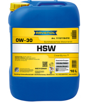 Моторное масло RAVENOL HSW 0W-30, 10л