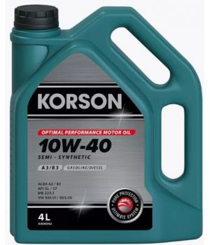 Моторное масло KORSON SEMI-SYNTHETIC A3/B3 10W-40, 4л