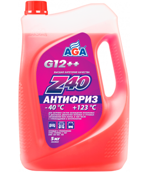 Антифриз красный AGA Z40, -40°С, G12++, 5кг