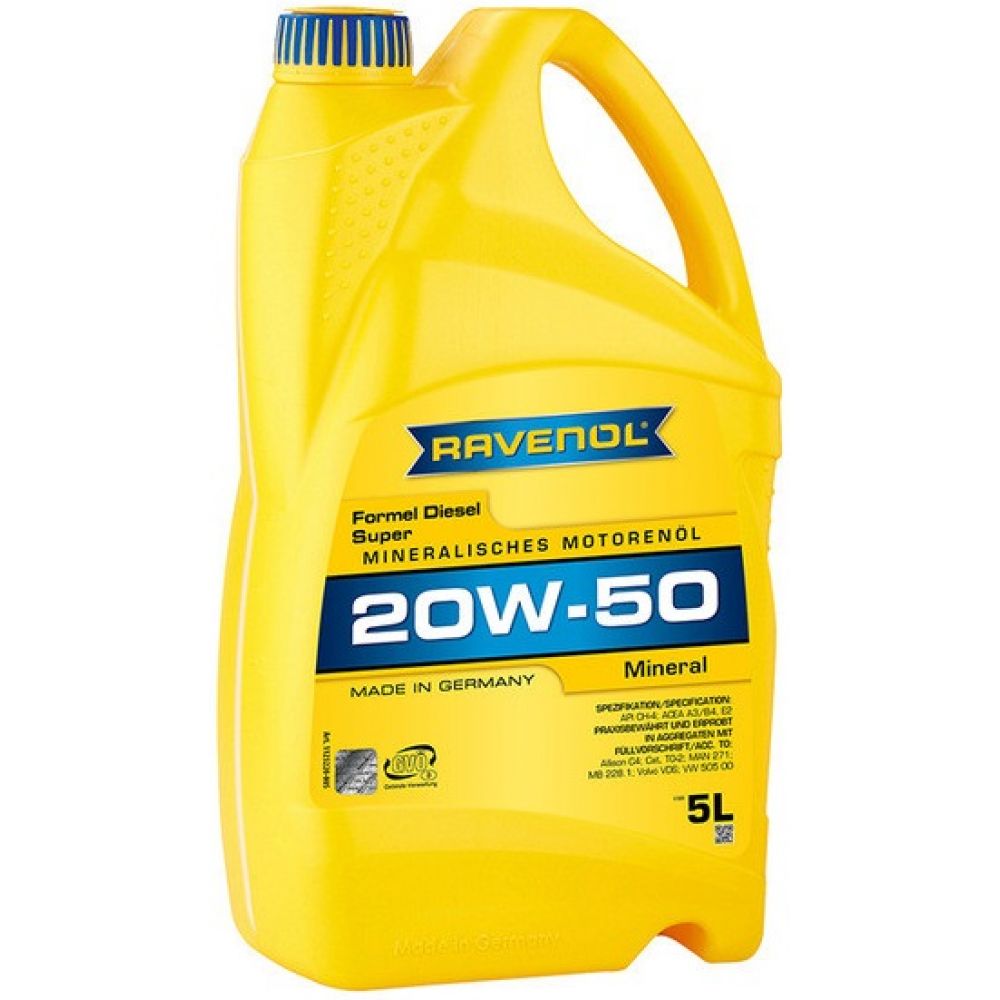 Моторное масло RAVENOL Formel Diesel Super 20W-50, 5л - цены и  характеристики | Купить в интернет-магазине автомобильных масел OIL-STORE.RU