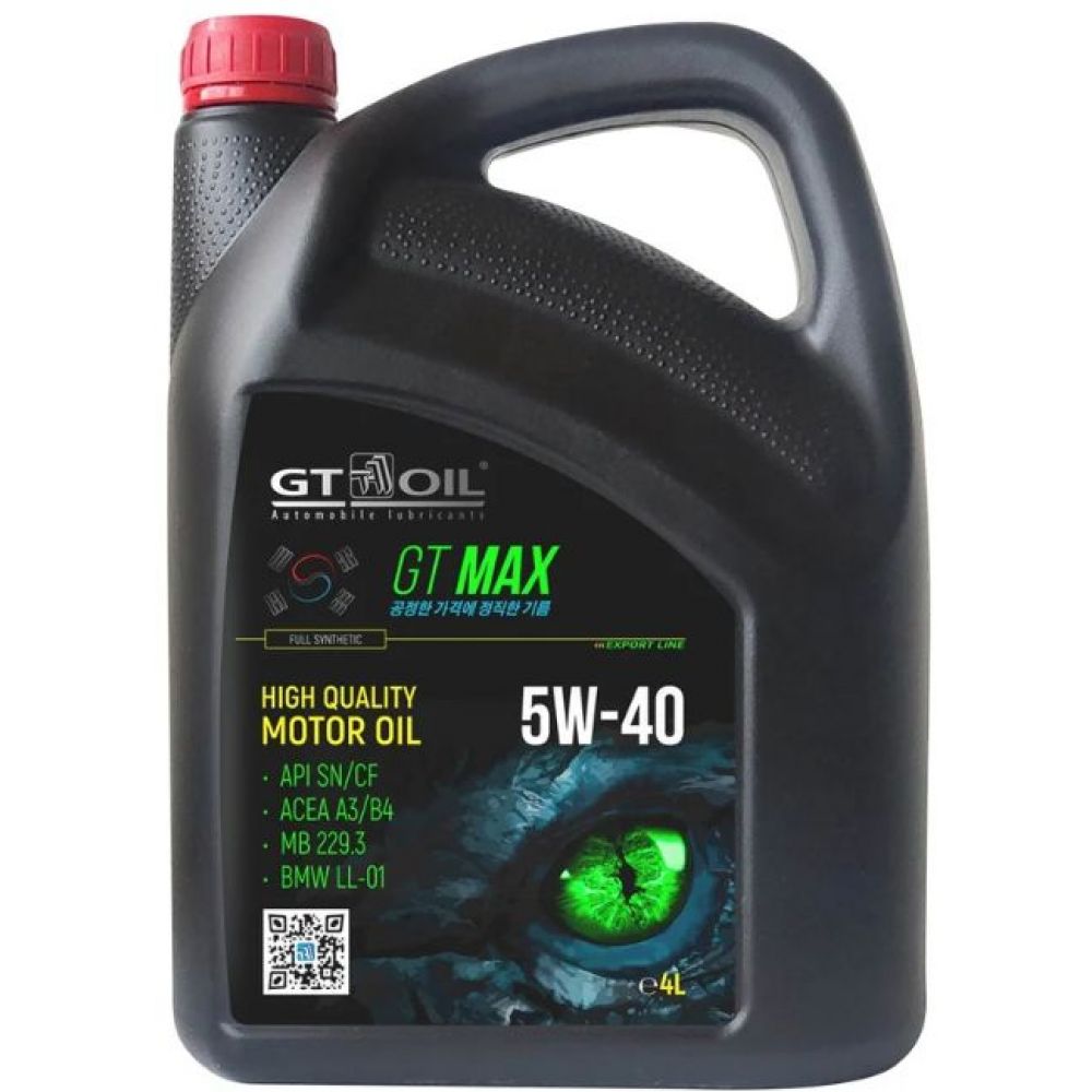 Моторное масло GT OIL GT Max 5W-40 SN/CF, 4л Моторное масло GT OIL GT Max 5W-40 SN/CF, 4л