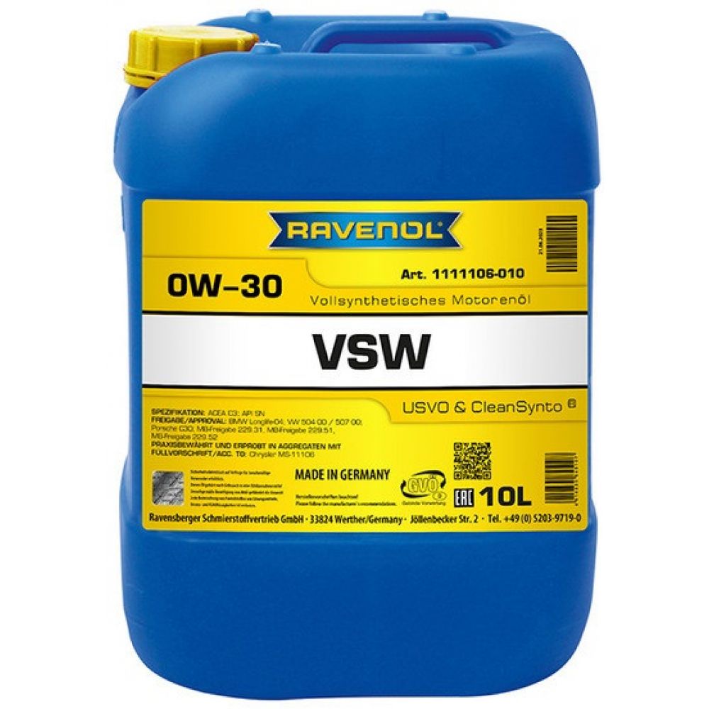 Моторное масло RAVENOL VSW 0W-30, 10л