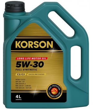 Моторное масло KORSON FULL SYNTHETIC С2/C3 5W-30, 4л