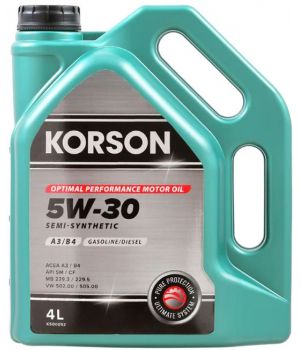 Моторное масло KORSON SEMI-SYNTHETIC A3/B4 5W-30, 4л