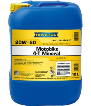 Моторное масло RAVENOL Motobike 4-T Mineral 20W-50, 10л
