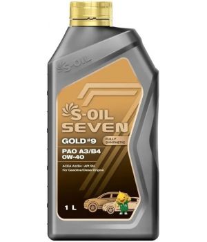 Моторное масло S-OIL SEVEN GOLD #9 PAO A3/B4 0W-40, 1л