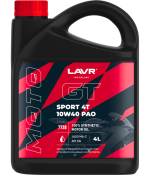 Моторное масло LAVR MOTO GT SPORT 4T 10W-40, 4л