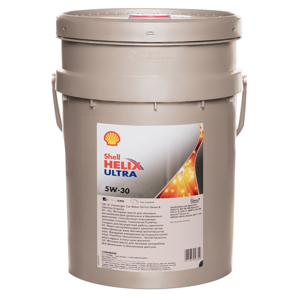 Моторное масло Shell Helix Ultra 5W-30, 20л