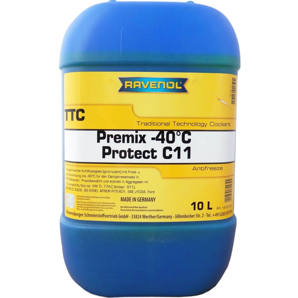 Антифриз RAVENOL TTC Protect C11 Premix -40C, 10л