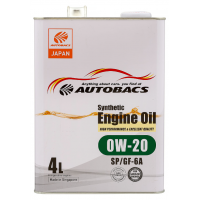 Моторное масло AUTOBACS Synthetic Engine Oil 0W-20 SP/GF-6, 4л