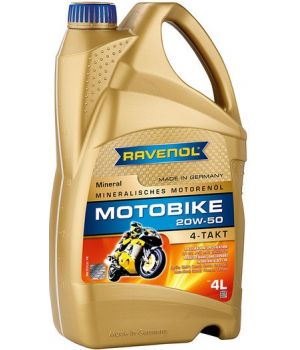 Моторное масло RAVENOL Motobike 4-T Mineral 20W-50, 4л