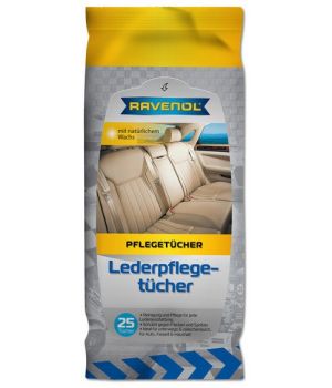 Салфетки влажные RAVENOL для ухода за кожаным салоном автомобиля, 25шт