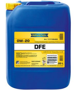Моторное масло RAVENOL DFE 0W-20, 20л