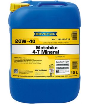 Моторное масло RAVENOL Motobike 4-T Mineral 20W-40, 10л