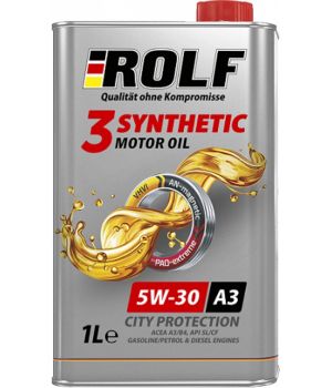 Моторное масло ROLF 3-SYNTHETIC 5W-30 ACEA A3/B4 (металл), 1л