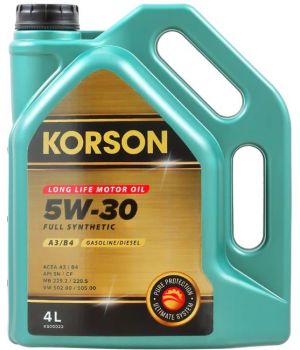 Моторное масло KORSON FULL SYNTHETIC A3/B4 5W-30, 4л