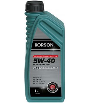 Моторное масло KORSON SEMI-SYNTHETIC A3/B4 5W-40, 1л