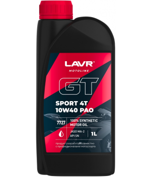 Моторное масло LAVR MOTO GT SPORT 4T 10W-40, 1л