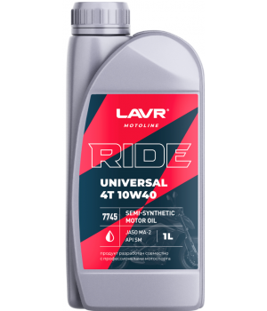 Моторное масло LAVR MOTO RIDE UNIVERSAL 4T 10W-40 SM, 1л