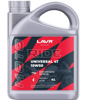 Моторное масло LAVR MOTO RIDE UNIVERSAL 4T 10W-50 SM, 4л