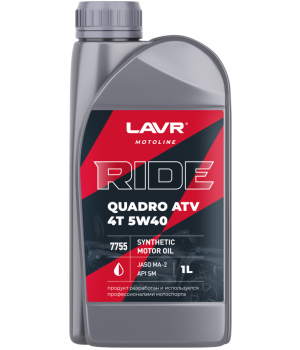 Моторное масло LAVR MOTO RIDE QUADRO 4Т 5W-40 SM, 1л