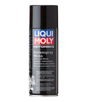 Белая цепная смазка для мотоциклов LIQUI MOLY Motorbike Kettenspray weiss, 0,4л