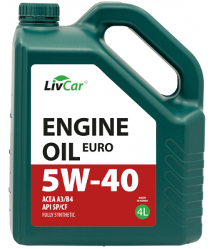 Моторное масло LIVCAR ENGINE OIL EURO 5W-40 ACEA A3/B4 API SP, 4л