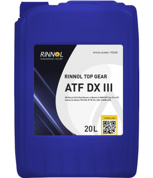 Трансмиссионное масло RINNOL TOP GEAR ATF DX III, 20л