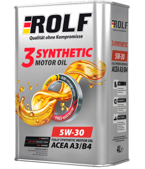 Моторное масло ROLF 3-SYNTHETIC 5W-30 ACEA A3/B4 (металл), 4л