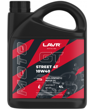 Моторное масло LAVR MOTO GT STREET 4T 10W-40, 4л